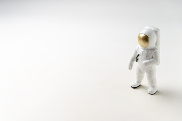 front view of white astronaut on white background cosmic sci fi fantasy
