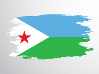 Djibouti vector flag painted with a brush