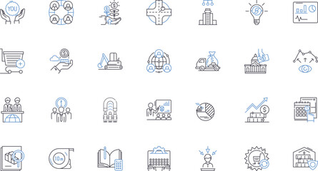 Enterprise protocols line icons collection. Security, Integration, Scalability, Interoperability, Reliability, Efficiency, Consistency vector and linear illustration. Standardization,Authentication