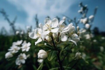 White flowers in the field during the day