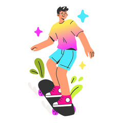 Healthy and active lifestyle. Stylish male characters enjoying being outside,