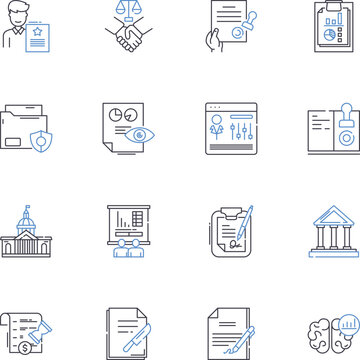 Principle line icons collection. Integrity, Ethics, Morals, Hsty, Values, Truthfulness, Accountability vector and linear illustration. Justice,Fairness,Responsibility outline signs set