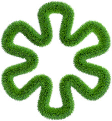 Grass frame in form of flower. 3D rendering illustration. 