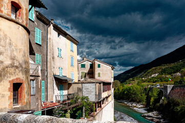 View of Entrevaux Village and the Var River, France
