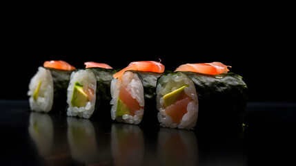 philadelphia sushi rolls on a black table