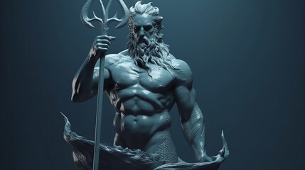Fototapeta na wymiar The mightiness of god of sea and oceans Neptune, Poseidon, Triton , generative ai tools 