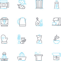 Cuisine Culinary linear icons set. Spice, Flavor, Ingredient, Recipe, Dish, Heat, Savory line vector and concept signs. Sweet,Umami,Texture outline illustrations