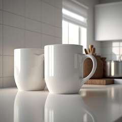 Coffee Cup Whilte Mockup, tea, milk, template. Created with Generative AI Technology	