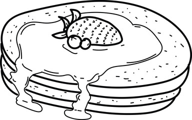 Pancake with Honey sauce and strawberry