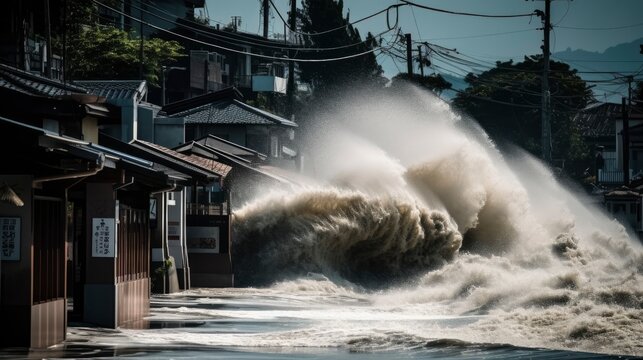 city tsunami, big wave