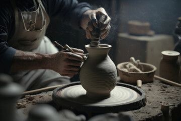 Fototapeta na wymiar a potter creating a beautiful ceramic vase on a pottery wheel, Generative AI