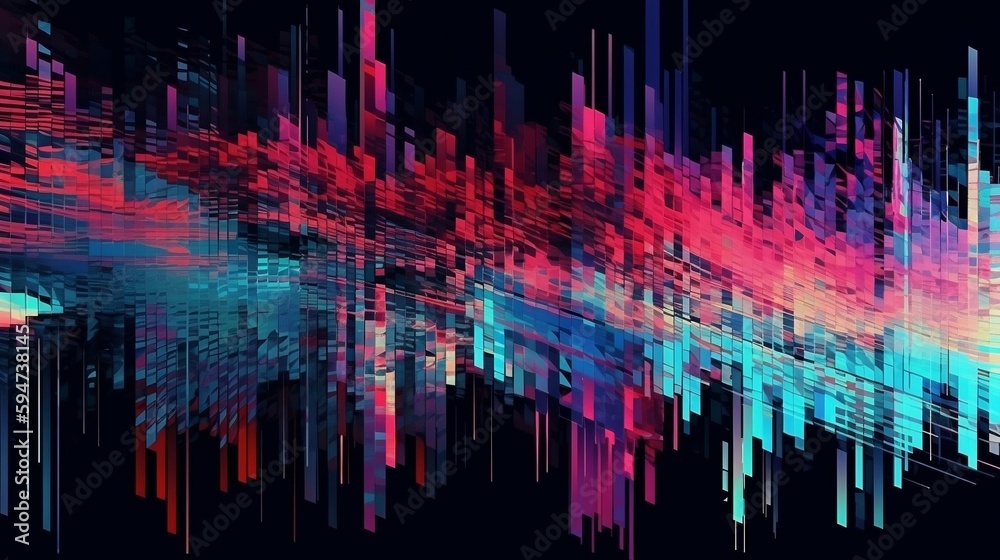 Wall mural textures are fragmented, looks like a digital error or malfunction, distorted fragmented element. ge