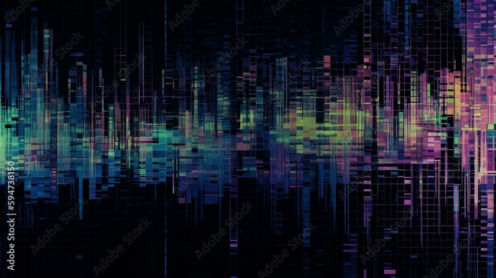 Wall mural textures are fragmented, looks like a digital error or malfunction, distorted fragmented element. ge
