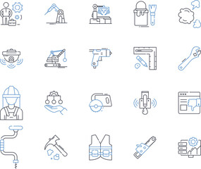Producer line icons collection. Creator, Innovator, Talent, Visionary, Pier, Artist, Craftsman vector and linear illustration. Maestro,Genius,Maverick outline signs set - obrazy, fototapety, plakaty