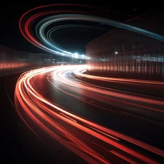 Papier Peint photo Autoroute dans la nuit Lights of cars with night. Long exposure