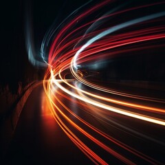 Fototapeta na wymiar Lights of cars with night. Long exposure