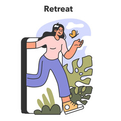 Retreat. Outdoor recreation and work-life balance. Character spending