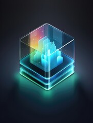 A bandwidth icon with translucent glass isometric view