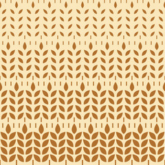 Ear of malt, corn, wheat seamless pattern. Repeating golden agriculture fiber. Repeated gold whole grains shape for decoration design prints. Repeat flat spikelet. Wheat ears. Vector illustration