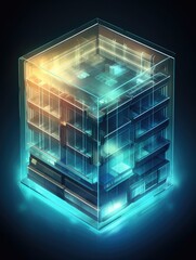 A RAID icon with translucent glass isometric view