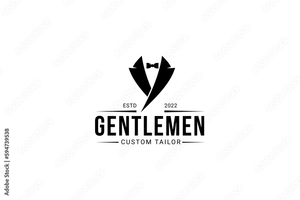 Wall mural gentleman custom tailor logo vector icon illustration