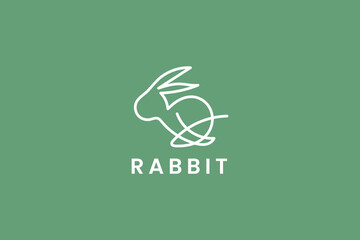 rabbit hare bunny line monoline hipster vintage logo vector icon illustration