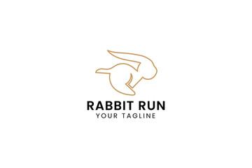 rabbit jump logo vector icon illustration