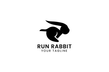 rabbit jump logo vector icon illustration