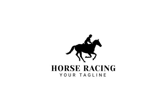 horse racing logo vector icon illustration