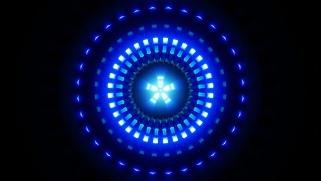 Blue Circle Pulsing Flicker Light Vj Loop, Audio Visual For Dj Dance Music . High Quality 4k Footage