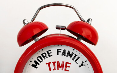 Red alarm clock with text Family Time