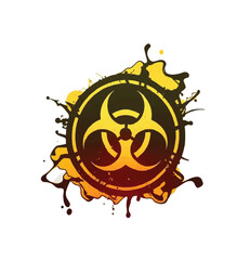 Fototapeta premium Vibrant yellow and black symbol of toxicity with black spray
