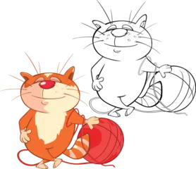Tuinposter Vector Illustration of a Cute Cat . Cartoon Character. Coloring Book © liusa
