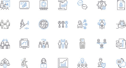 Coordination line icons collection. Organization, Sync, Collaboration, Harmony, Integration, Synchronization, Cooperation vector and linear illustration. Unity,Cohesion,Communication outline signs set