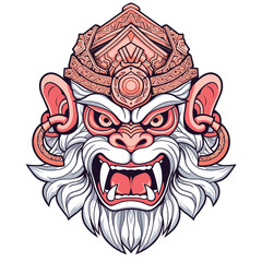 Fototapeta premium Mask of Hanuman monkey god of hindu logo