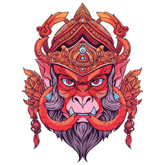 Mask of Hanuman monkey god of hindu logo