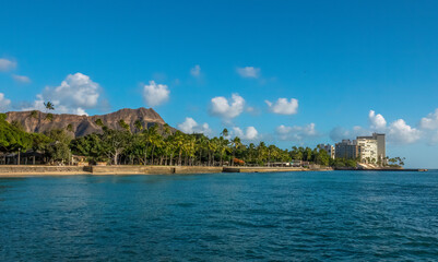 View of Waikiki Beach with Diamond Head in the background, Honolulu, Hawaii
