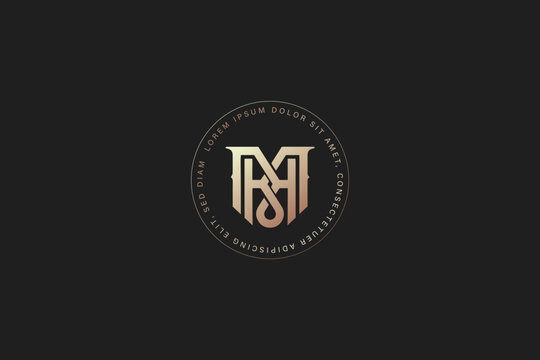 MH modern luxury monogram typography logo design, Mh luxury logo, mh lettering, mh golden initials
