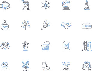 Fototapeta na wymiar Blizzard line icons collection. Snow, Winter, Freeze, Chill, Storm, Whiteout, Wind vector and linear illustration. Frost,Ice,Avalanche outline signs set