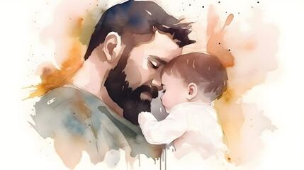 Fathers Day concept with father and his child - Powered by Adobe