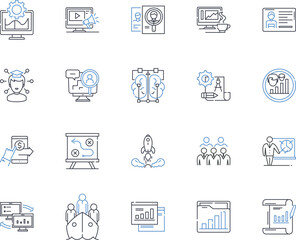 Investment portfolio line icons collection. Diversification, Risk, Allocation, Return, Volatility, Asset, Management vector and linear illustration. Hedge,Bond,Security outline signs set