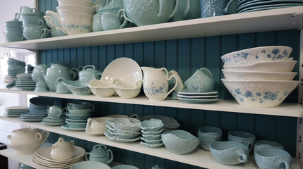 Dishware on a special shelf
