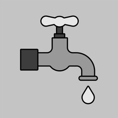 Faucet with drop isolated vector icon