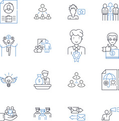 Protocol system line icons collection. Interface, Encryption, Transmission, Authentication, Communication, Security, Routing vector and linear illustration. Packet,Firewall,Protocol outline signs set