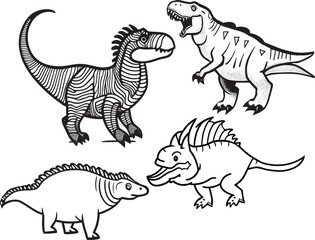 Dangerous Dinosaur Line Art Illustrations & Vectors