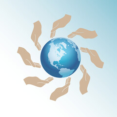 Hands Holding the Globe Vector Image Illustration