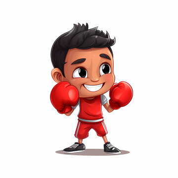 Boxing kid illustration. Generative AI