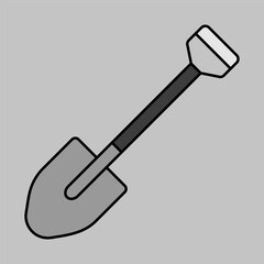 Garden shovel isolated vector grayscale icon