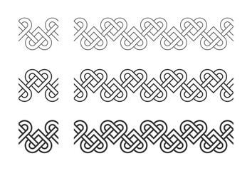 Love Heart Knot Frame Border Decorative Seamless Pattern Ornament Vector Illustration