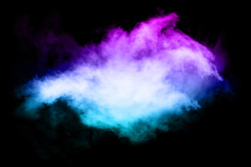 Art photo of smoke moves on black background. Beautiful swirling colorful smoke. Poster.